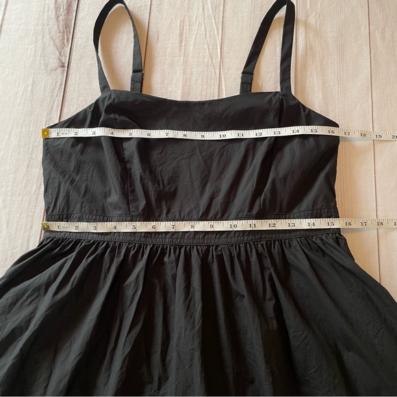 Gathered Cotton Poplin Midi Dress Womens M Black Whimsigoth Minimalist Well Worn - Picture 13 of 16